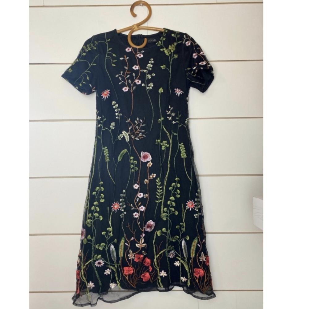 Roolee Iris Embroidered Floral Dress